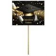 NCS Smooth Black Plastic Graduation Cap Cake Topper with Large Paper Diploma Cake Topper and One