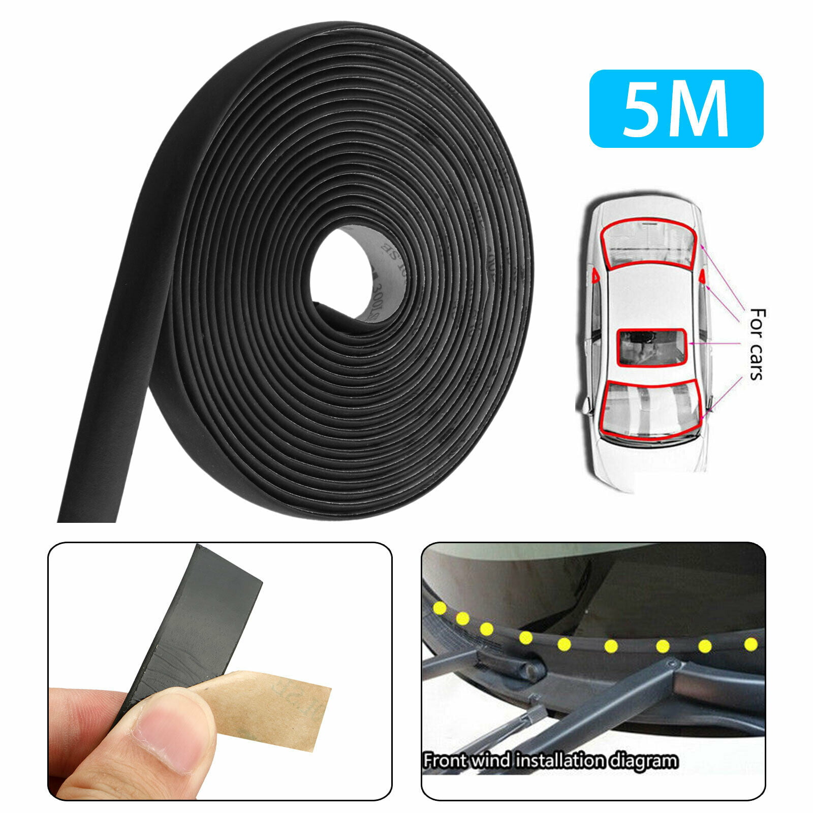 5M Sealed Strips Trim Moulding For Car Windshield Sunroof Triangular Window Seal