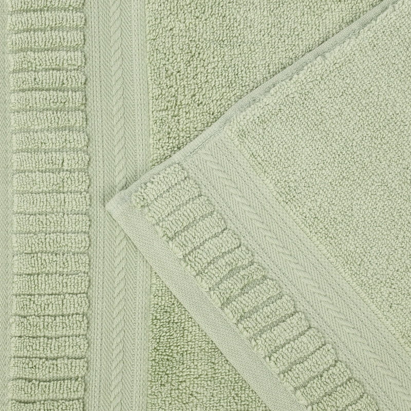 Superior Venice Ribbed Textured Border Zero Twist Bath Sheets, Set of 2, Green