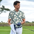 thumbnail image 2 of Kdxio Flower Print Men's Short Sleeve Polo Shirt,Midweight Men's Shirt, 2 of 6
