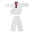 thumbnail image 2 of Kids White Karate Uniform, Exquisite Workmanship Cotton Comfortable TKD Costumes Clothing  for Training, 2 of 7