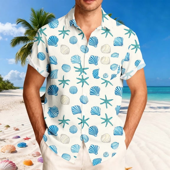 HOMADLES Mens Hawaiian Shirts Graphic Printed Button Down Short Sleeve Shirt for Men Summer Vacation Tee, Beige 4XL
