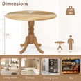 thumbnail image 4 of Costway Table à Manger Rustique Table à Manger en Bois avec Plateau Rond et Pieds en Tréteau Courbés Naturel, 4 of 10