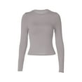 thumbnail image 4 of Womens Spring Autumn Slim Tops Solid Color Long Sleeve Round Neck Streetwear Blouse, 4 of 6