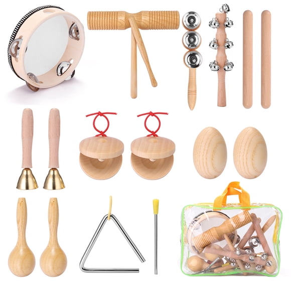 11pcs Hand Percussion Instruments Kit Portable Music Enlightenment Musical Instruments Set