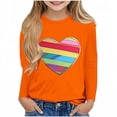 thumbnail image 2 of IFNWSV Tops for Girls Long Sleeve Crewneck Heart Print Pullover Top Casual Blouse Tee for Girls Orange 7 Years, 2 of 5