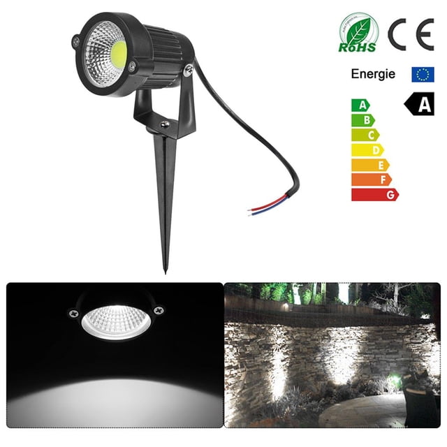 Injueey Impermeable 3W COB LED Césped Jardín Luz de inundación Patio Camino Proyector Lámpara con punta Impermeable Blanco cálido AC / DC 12V Iluminación y accesorios Frío Injueey HA026097-01