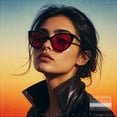 thumbnail image 2 of SA106 Womens Oversized Cat Eye Goth Pop Color Lens Plastic Sunglasses Black Frame - Red Lens, 2 of 7