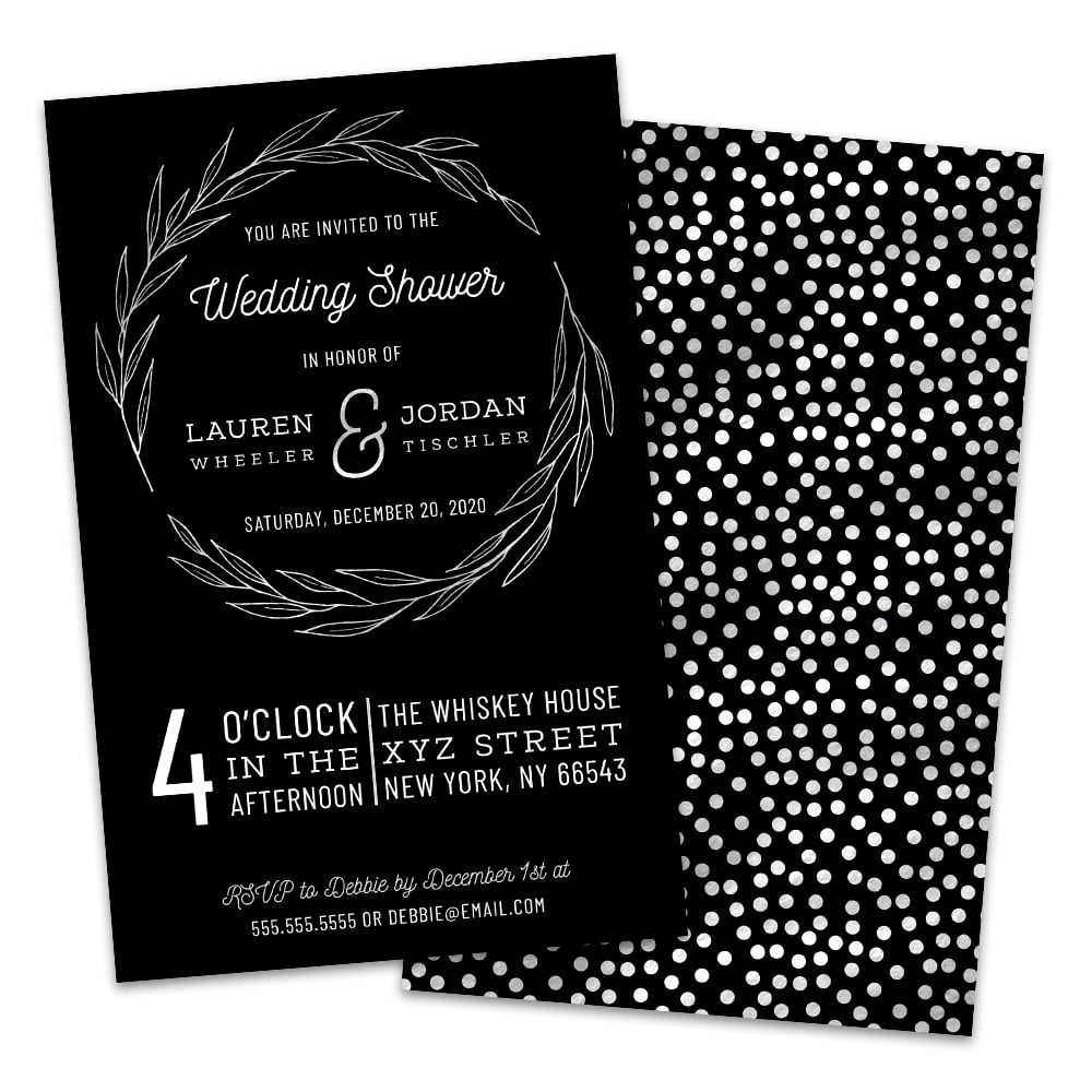 Personalized Silver Laurel Wedding Shower Invitation