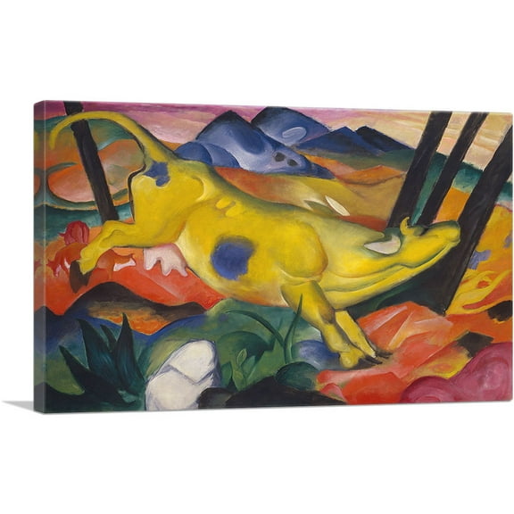 ARTCANVAS Yellow Cow 1911 Canvas Art Print by Franz Marc - Size: 60" x 40" (1.50" Deep) (3-Piece)
