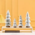 thumbnail image 3 of 4pcs Miniature Christmas Tree Snow Flocked Artificial Pine Tree with Wooden Base for Xmas Holiday Party Home Tabletop Decor, 3 of 6