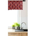 thumbnail image 2 of Ambesonne Orange Plaid Valance Pack of 2, Squares and Dash Lines, 42"X12", Burnt Sienna and Raspberry, 2 of 3