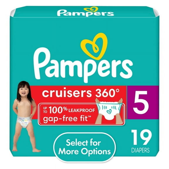 Pack of 2 Pampers Cruisers Diapers 360 Size 5, 19 Count