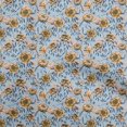 thumbnail image 1 of oneOone Rayon Grayish Blue Fabric Florals Dress Material Fabric Print Fabric By The Yard 56 Inch Wide, 1 of 4