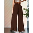 thumbnail image 2 of Women'S Chiffon Dress Beach Wide Leg Palazzo Pants Trouser Dark Brown S, 2 of 8