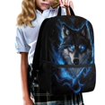 thumbnail image 3 of Binienty Blue Flame Wolf 17 Inch School Bookbag for Kids Lightweight Student Backpack With Padded Laptop Compartment Side Mesh Pockets for Primary Middle School Daily Use Travel, 3 of 6