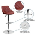 thumbnail image 5 of Flash Furniture Dale Contemporary Burgundy Vinyl Bucket Seat Adjustable Height Barstool with Diamond Pattern Back and Chrome Base, 5 of 12