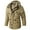 Khaki, variant on WREESH Mens Cargo Jacket Fleece Cotton Military Jackets Mid Length Hooded Padded Jacket Thicken Warm Winter Coats Brown