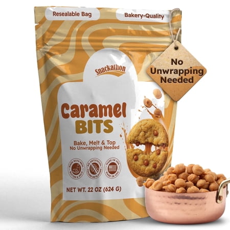 Snackathon Caramel Bits 22 oz Unwrapped Caramel Chips for Baking and Melting