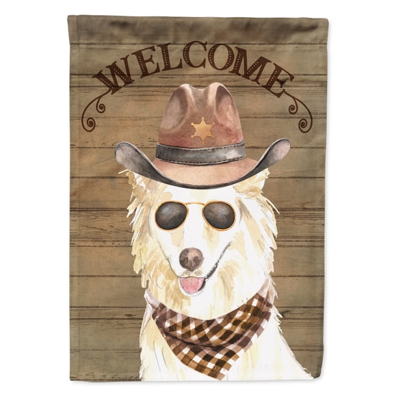 Carolines Treasures CK6377CHF White Collie Country Dog Flag Canvas House Size  Large multicolor