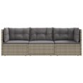 thumbnail image 2 of vidaXL 3 Piece Garden Lounge Set with Cushions Grey Poly Rattan, 2 of 5