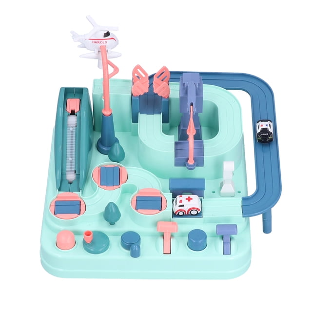 Juguetes interactivos para padres e hijos, tren pequeño, pista de carreras de gran aventura, juego de bloques de construcción para niños y niñas