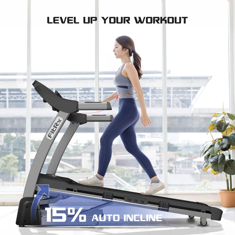 FitRx Crossrun Folding Treadmill, 300lbs Capacity, 15% Incline
