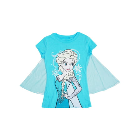 Girls Disney Frozen Elsa Halloween Costume T-Shirt w/ Cape