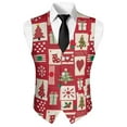 thumbnail image 5 of Yuyamidu Red Christmas Men's Classic Slim Fit Dress Vest Formal Wedding Prom Tuxedo Suit Vest with Pocket Lightweight Waistcoat Size XL, 5 of 7