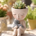 thumbnail image 5 of Flower Plant Pot, Creative Decorations Resin Head Planter with Drainage Hole for Indoor Outdoor Plants, 5 of 5