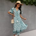 thumbnail image 4 of Summer Dresses for Women Maxi Dress V-Neck Tie Boho Dress, 4 of 6