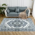thumbnail image 4 of Lochas Vintage Boho Fluffy Rug Chenille Low Pile Area Rugs for Bedroom Living Room Indoor Floor Carpet Home Decor,9'X11',Gray, 4 of 7