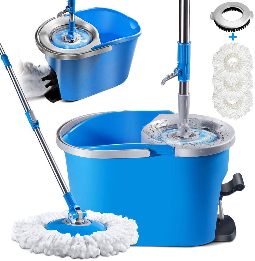 360 Spin Mop and Bucket with Wringer Set with 3 Mop Pads Refills and Get A Bucket And A Mop