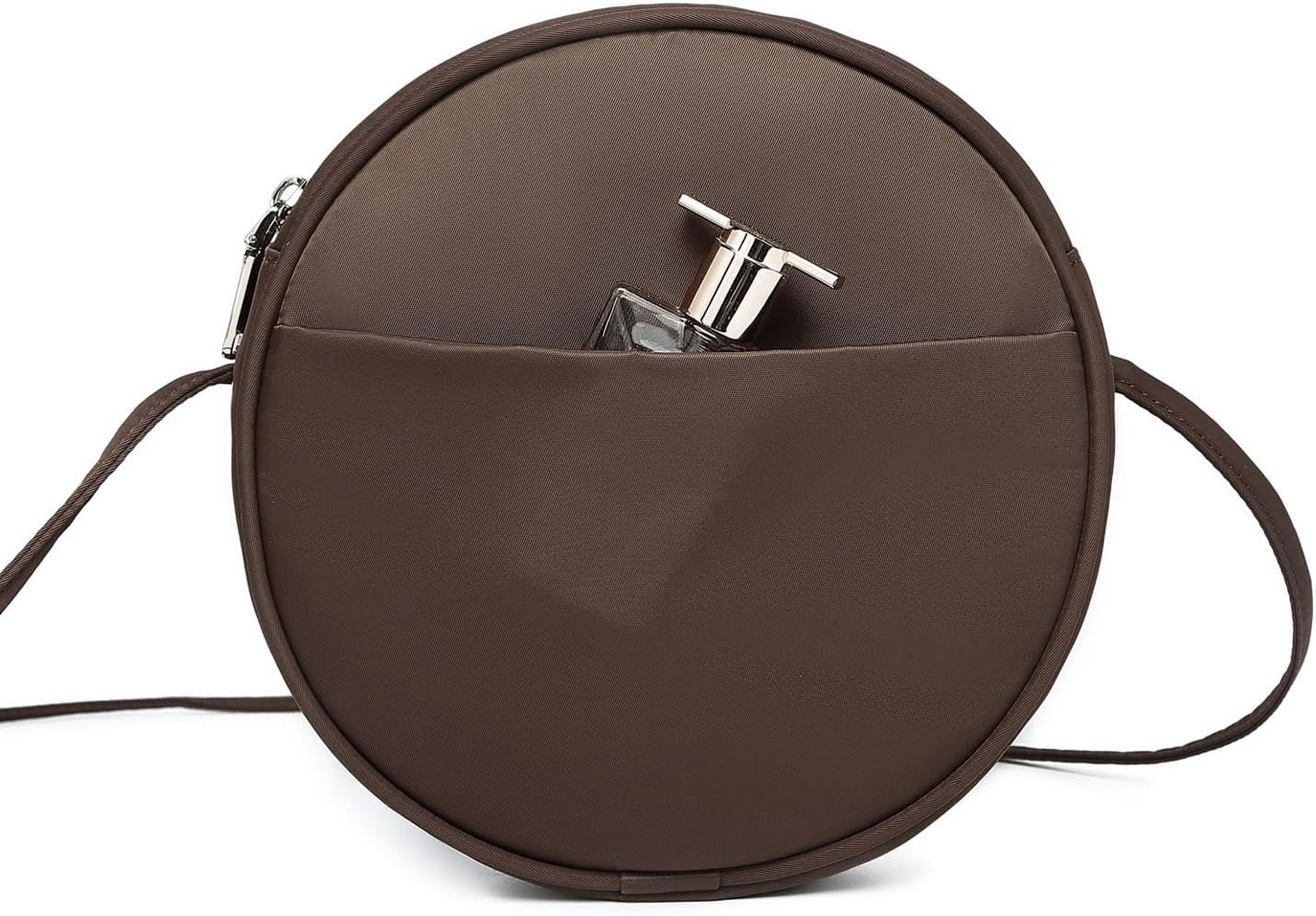 Circle Crossbody Bag for Women NYLON Circle Purse with Zipper Adjustable Knot Shoulder Straps