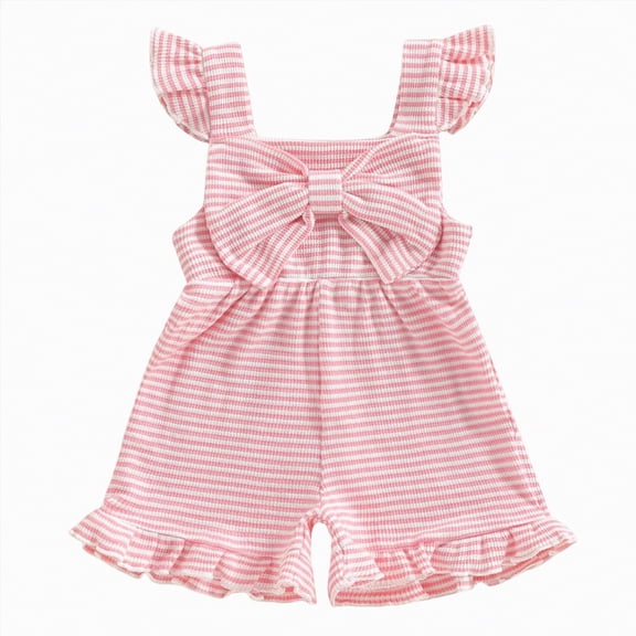 JUMEYU Baby Girl Clothes Newborn Newborn Baby Girl 4th Of July Outfit Summer Romper Toddler 0 3 6 9 12 18 24 Months (Red,6-12 Months)