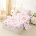 thumbnail image 2 of Erosebridal Bowknot Cat Strawberry Twin Sheet Sets for Girls, Cute Groovy Flower Bedding, 3pcs, 2 of 6
