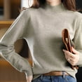 thumbnail image 3 of DondPO Turtleneck Sweater Women New Half High Collar Knitted Sweater Women's Pullover Loose Sweater Thickened Bottoming Shirt Dropshipping Womens Sweaters Women's Pullover Sweaters Brown XL, 3 of 5