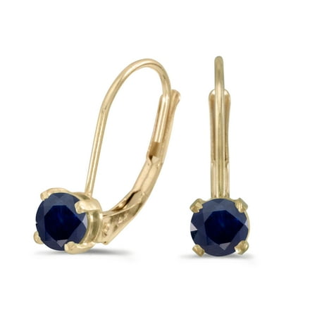Round Sapphire Earrings Set - 14k Yellow Gold Round Sapphire Lever-back Earrings