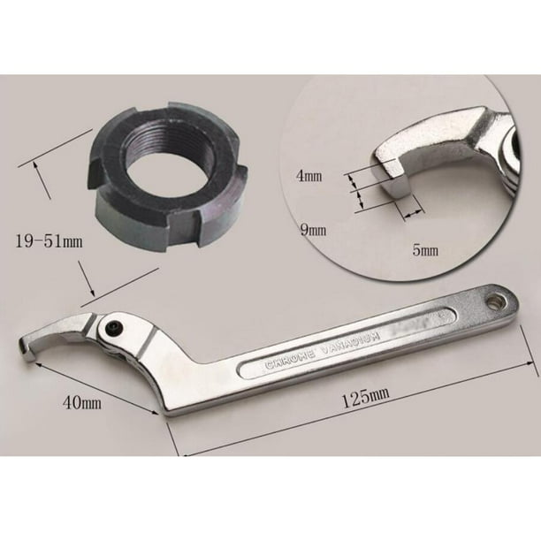Hook wrench with pin outlet