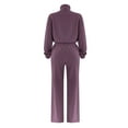 thumbnail image 5 of CILENON Plus Size Set Women's Solid Color Zipper Double Pocket Drawstring Long Sleeve Top Fashion Casual Pants Set Ropa De Mujer Casual Y Moderna Sweat Outfits for Women 2 Pieces (Purple,L), 5 of 6