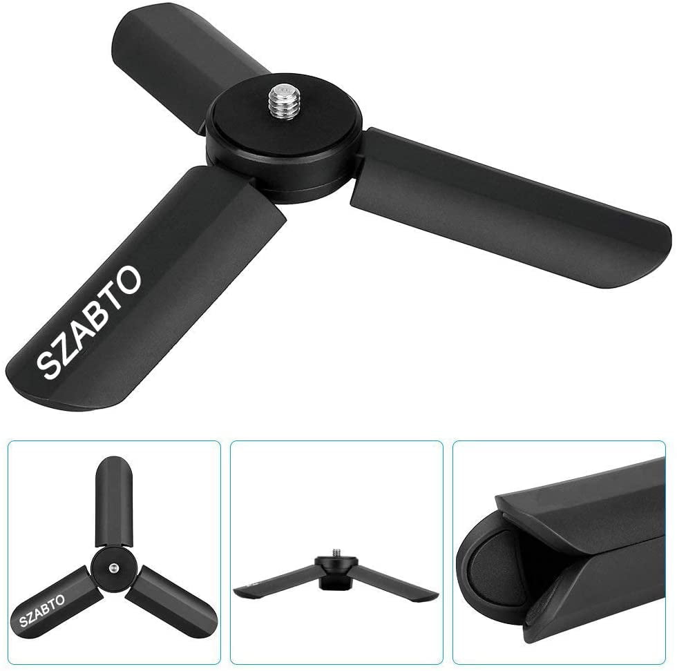 SZABTO Mini Tripod Stand with 1/4 Inch Screw,Portable Folding Desktop Stand for Handheld Gimbal Stabilizer FeiyuTech WG2X,AK2000,G6,G6 Plus,Vimble 2,Zhiyun Smooth Q2 and Equipment with 1/4 Screw Hole