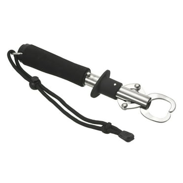 Uxcell 9.6x3" Stainless Steel Fish Lip Grip with Scale Max 33 LB Fish Grip Grabber with Strap, Black