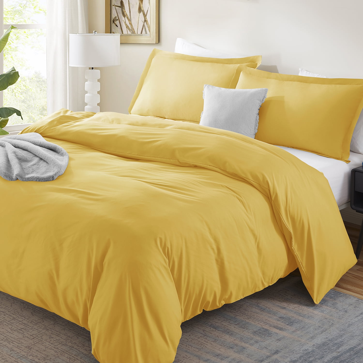 LammaLoe Twin Duvet Cover Set, Luxury Microfiber 2 Piece Bedding Sets with Pillow Sham, Yellow
