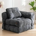 thumbnail image 1 of Sofá cama plegable en forma de L, sillón convertible con reposabrazos y almohadas, portátil y cómodo, se adapta al suelo de la sala de estar, dormitorio o cualquier espacio, azul marino,Gris oscuro, 1 of 2