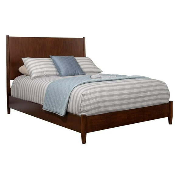 Alpine Furniture Flynn Mid Century Wood Queen Panel Bed in Walnut (Brown)