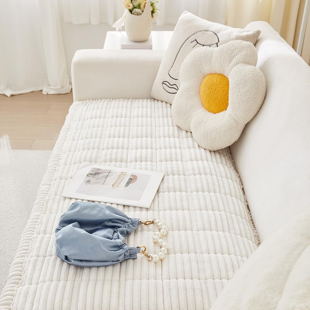 Plush Pet Couch Cover Couch Cover for Dogs Washable, Fuzzy Pet Couch Covers for 17 Cushion Sofa Pet Friendly, Non Slip Sofa Cover