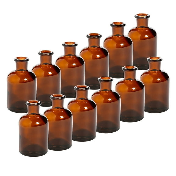 Fun Express Bulk Small Amber Glass Bud Vases