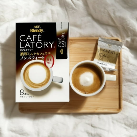 AGF Blendy Cafe Latte Stick Rich Milk Cafe Latte No Sweetness 8 Stick x 6 box Made in JAPAN - Tokyo Sakura Mall