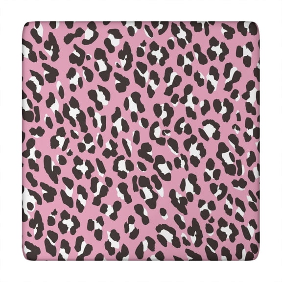 Pink and Black Of Leopard Print Square Fitted Tablecloth with Elastic Edge,Square Table Cover,Washable Elastic Table Cover for Home Kitchen Party Decor 34"x34"