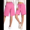 thumbnail image 3 of Pantalones Cortos Holgados con Bolsillos para Mujer, Hasta la Rodilla, para Yoga, Caminar, Hacer Ejercicio, Informales Rosa L, 3 of 7